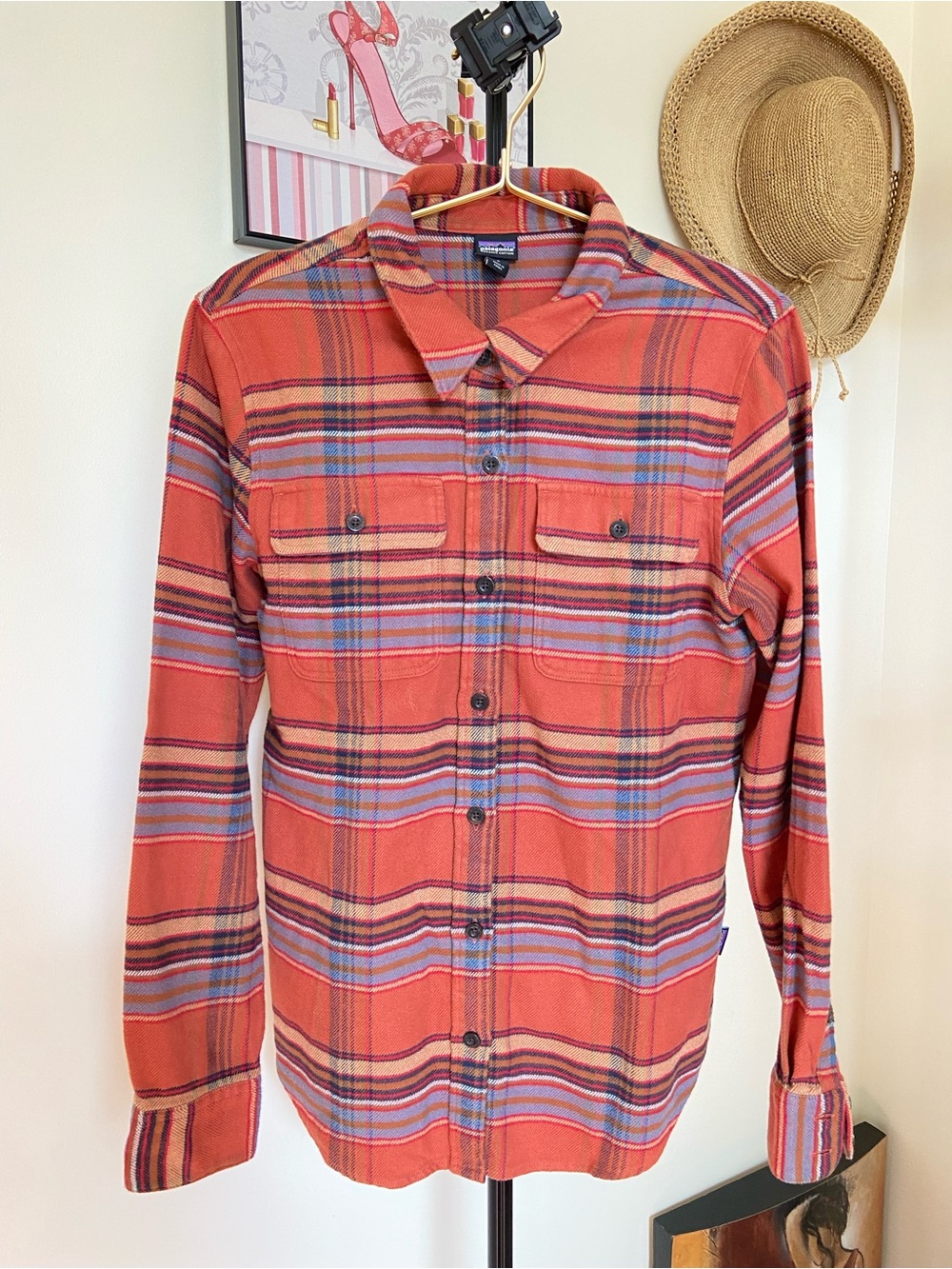 Patagonia Orange Plaid Long-Sleeve Button-Down Shirt